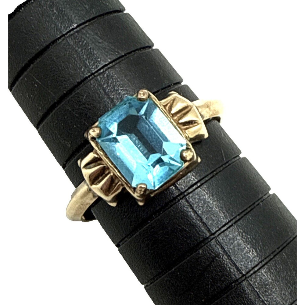 Vintage 10K Gold Filled Ring with Blue Stone Size 7